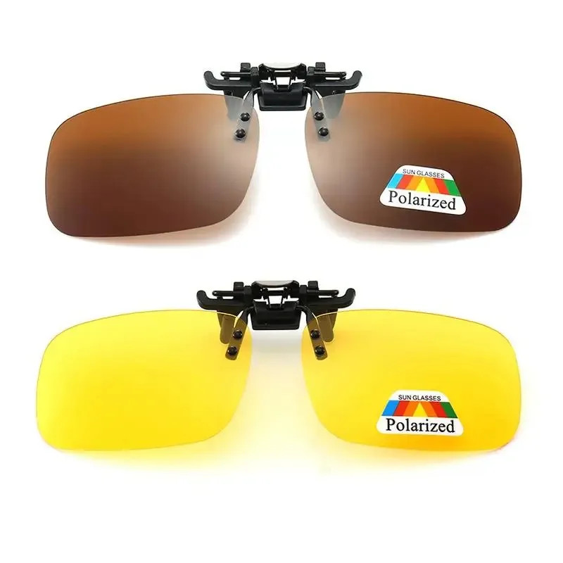 4 Color Grey Lenses Polarized Sunglasses Clip on Flip up UV 380 Driving Fishing