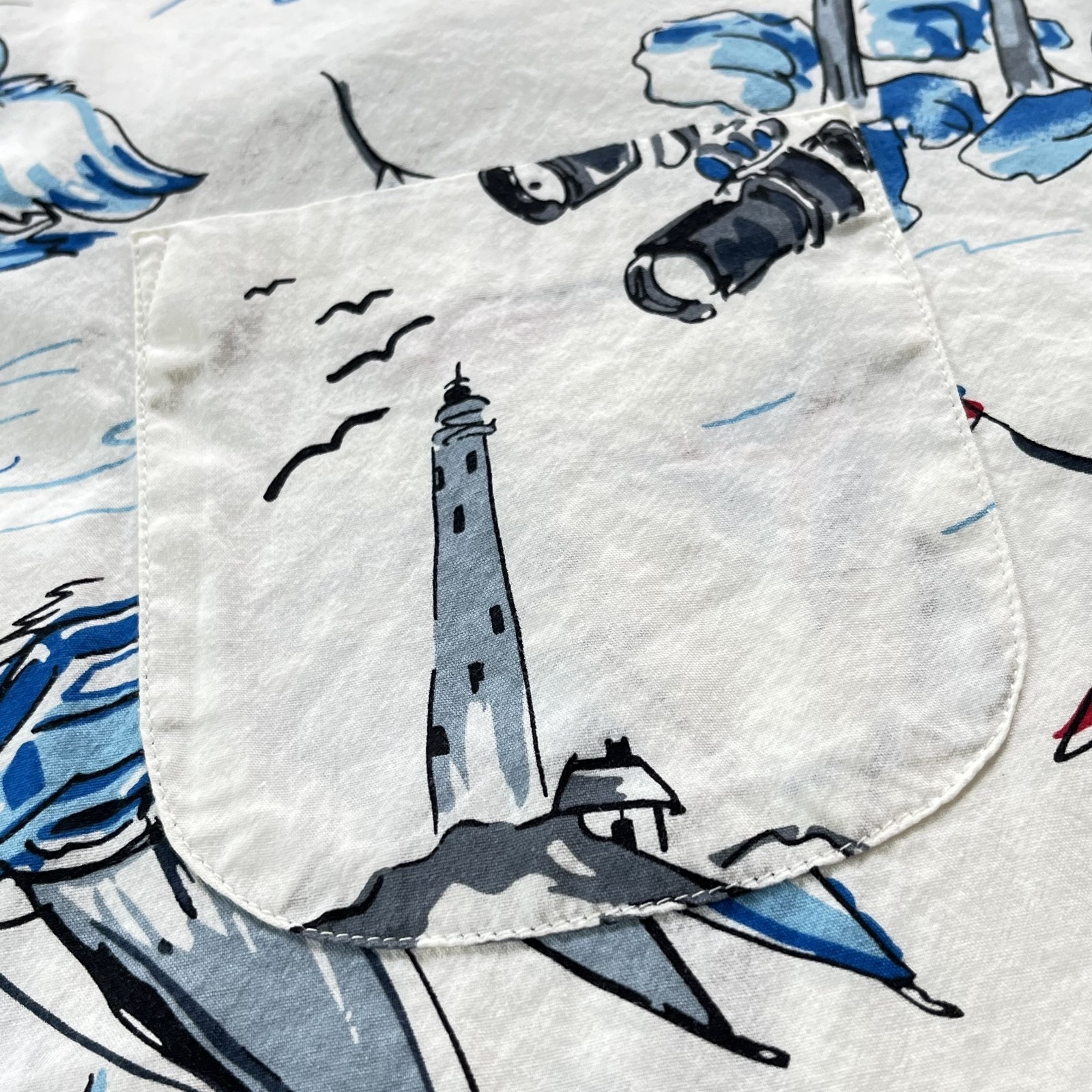 Vintage J.Crew Original Sportswear Nautical Camp Shirt Mens L Made in Madagascar