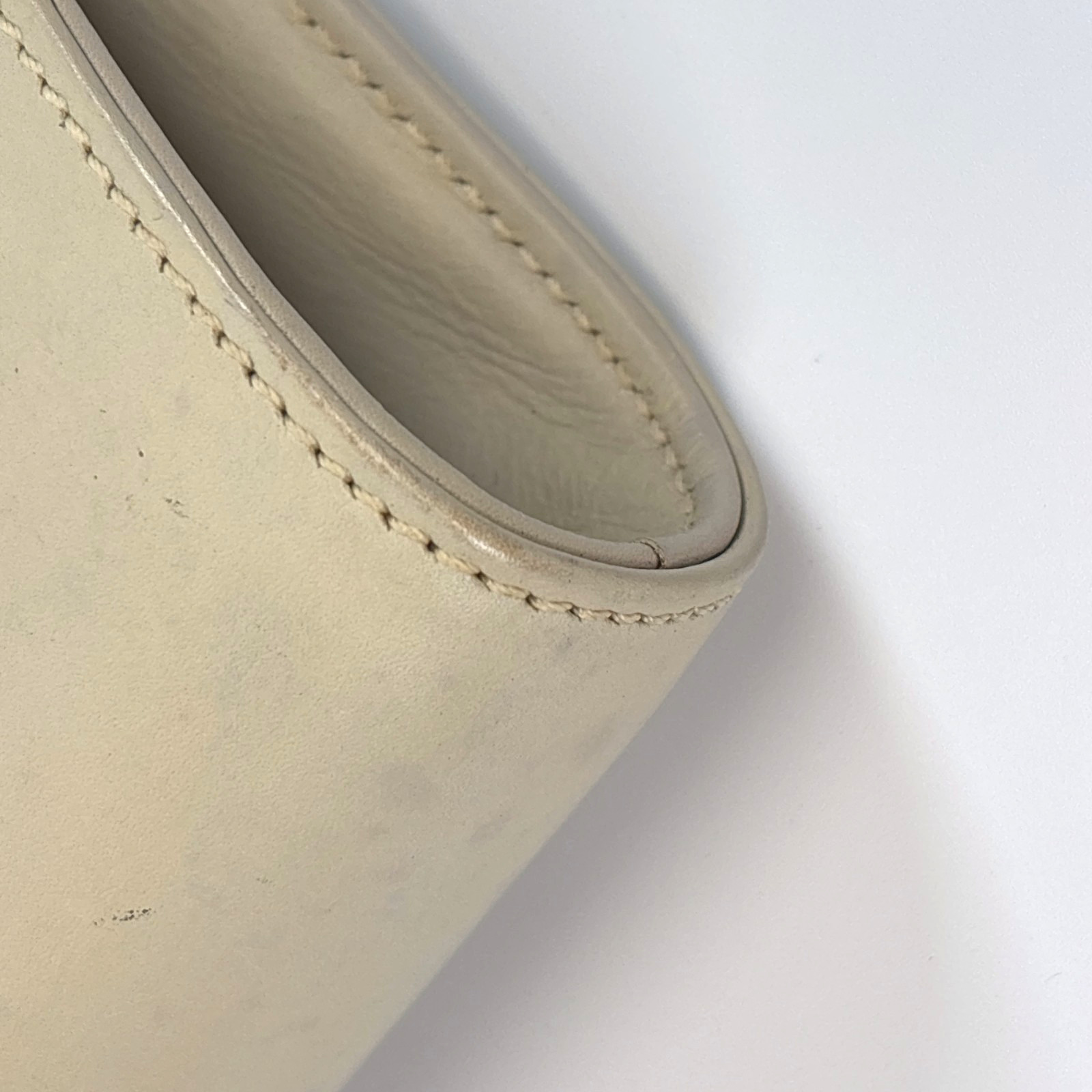 CELINE Leather Shoulder Bag Triomphe Beige Clutch From Japan