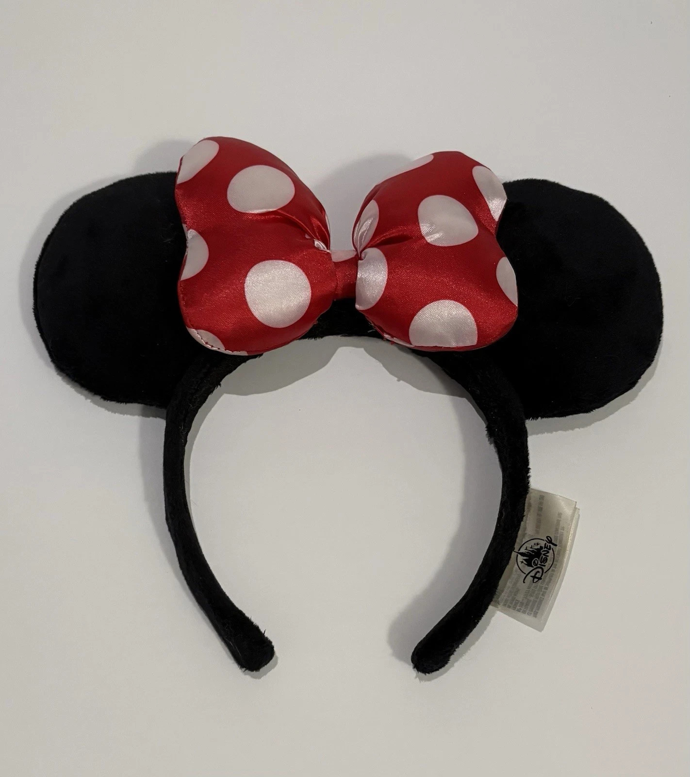 Disney Minnie Mouse Ears Headband Black Ears Red Bow White Polka Dots