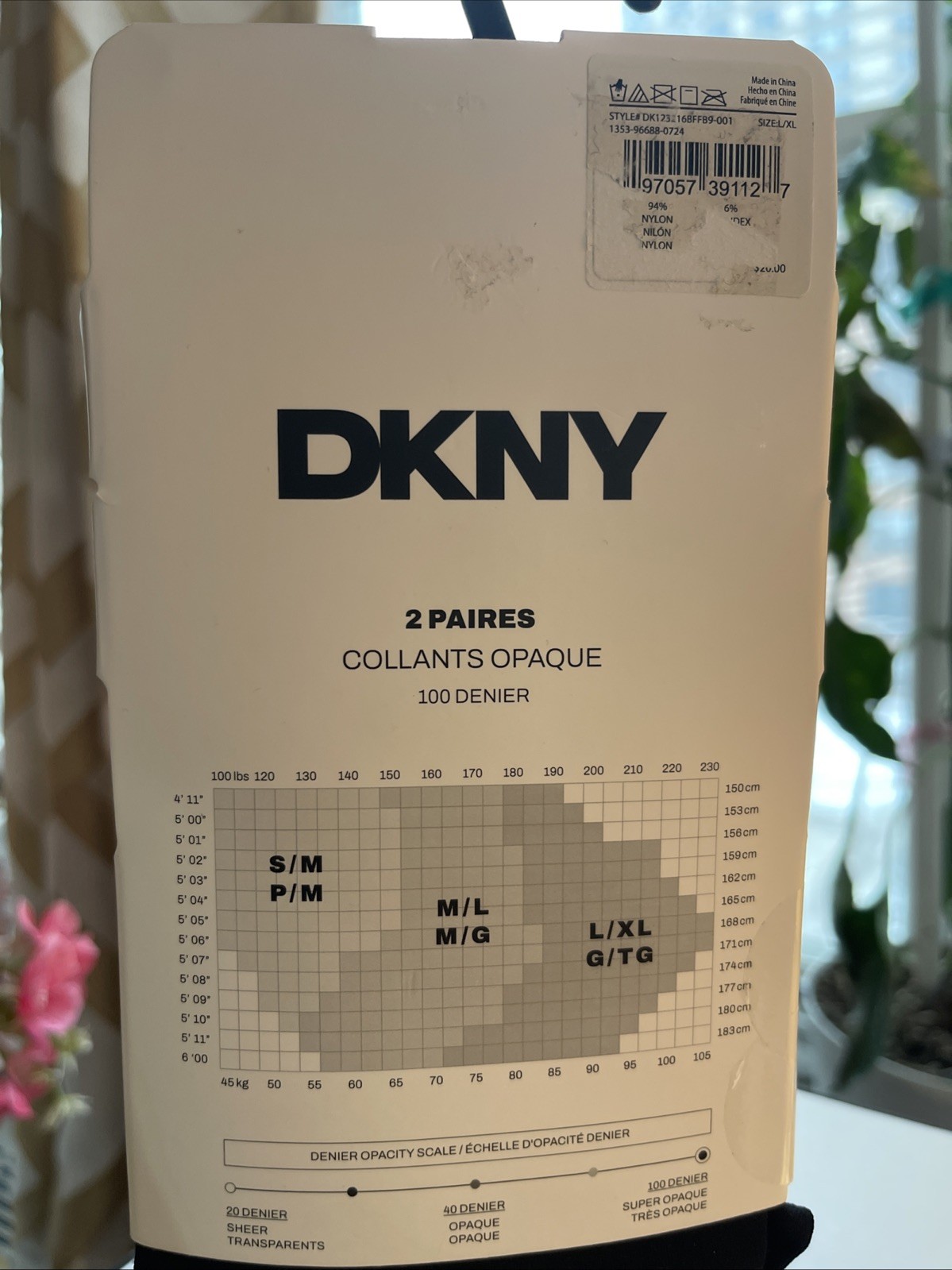 DKNY 2-Pair Opaque Tights – BLACK – L/XL Super Opaque