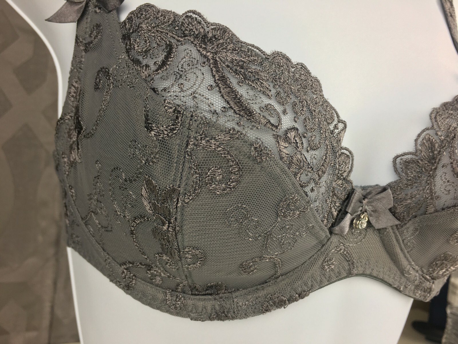 Sexy Lingerie Lace Plunge Underwire Bra Charcoal Grey – Alegro 9012 – Size 30-40