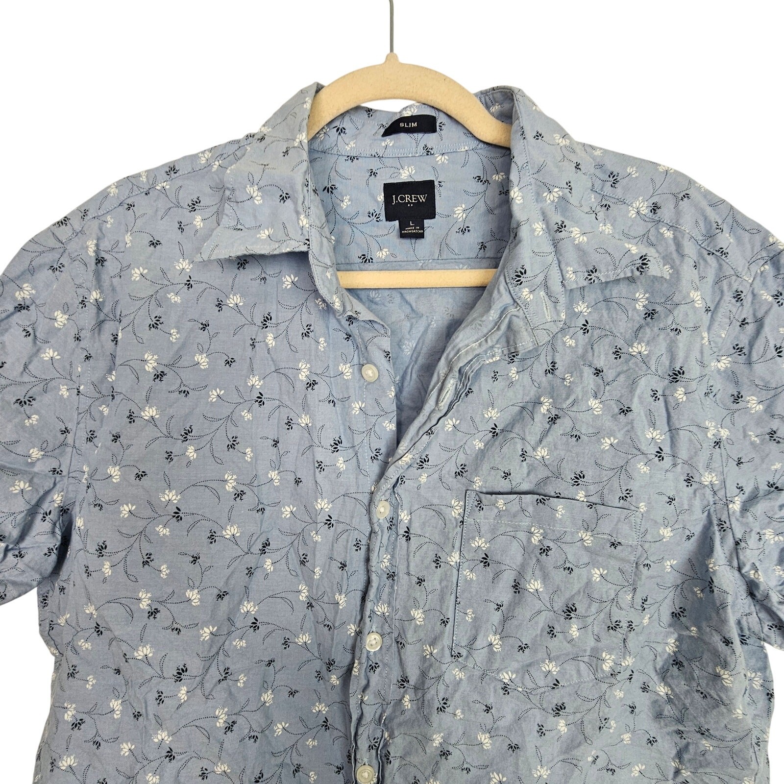 J. Crew Mens Floral Shirt Sz L Slim Fit Preppy Resortwear Beach Travel Vacation