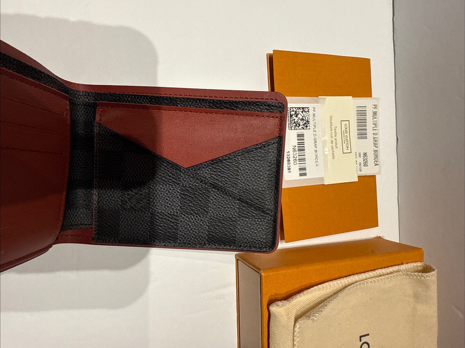LOUIS VUITTON Men’s Wallet PF.MULTIPLE D.GRAP.BORDEA N63260_13268391 MADE FRANCE