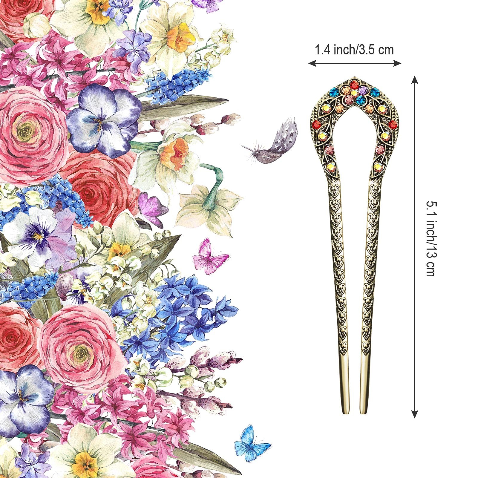 5 Pcs Vintage Hair Fork French Hair Pin for Buns Metal Chignon Pin Chopsticks…