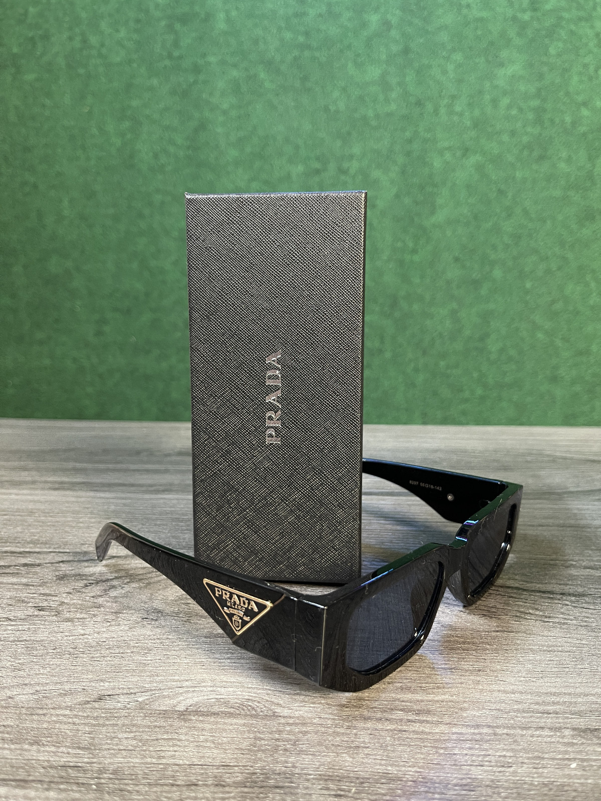 Prada Sunglasses 8297 Shiny Black/ Black lenses, Big 142 mm Frame Width, Italy