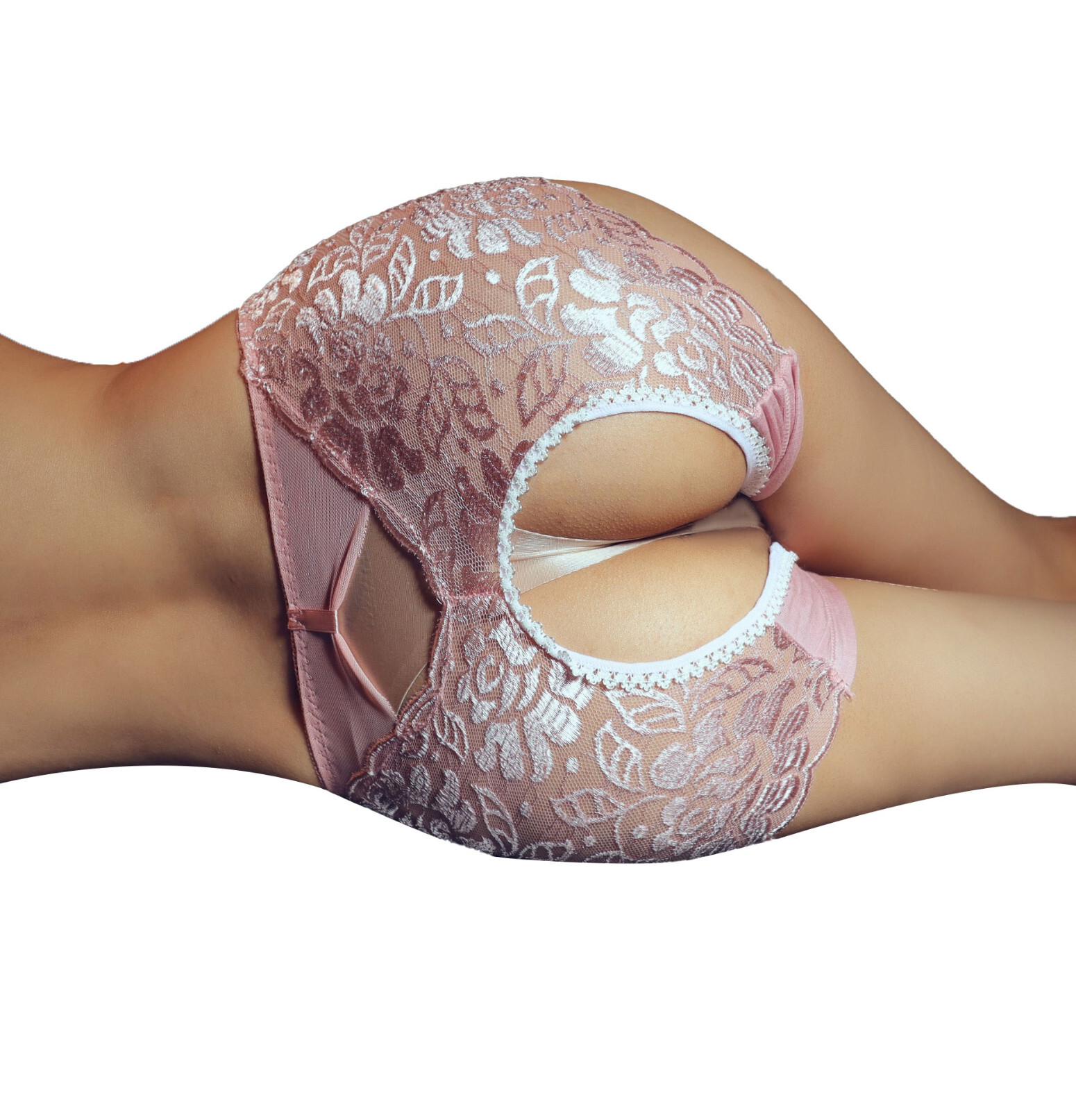 Women’s Crotchless Panties, Lace See-through Back Underwear