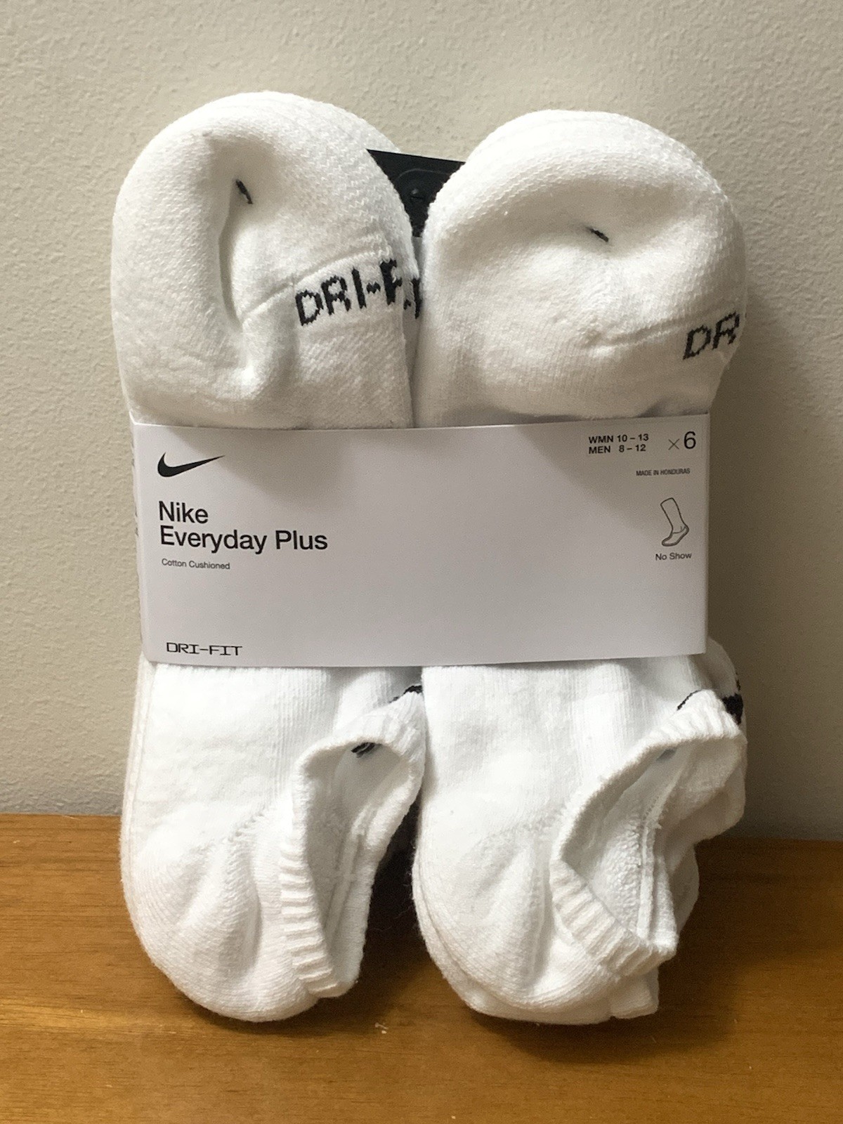 Nike Everyday Plus Dri-Fit 6pk Cushioned No Show Socks Sz L/W10-13/M8-12 NEW $28