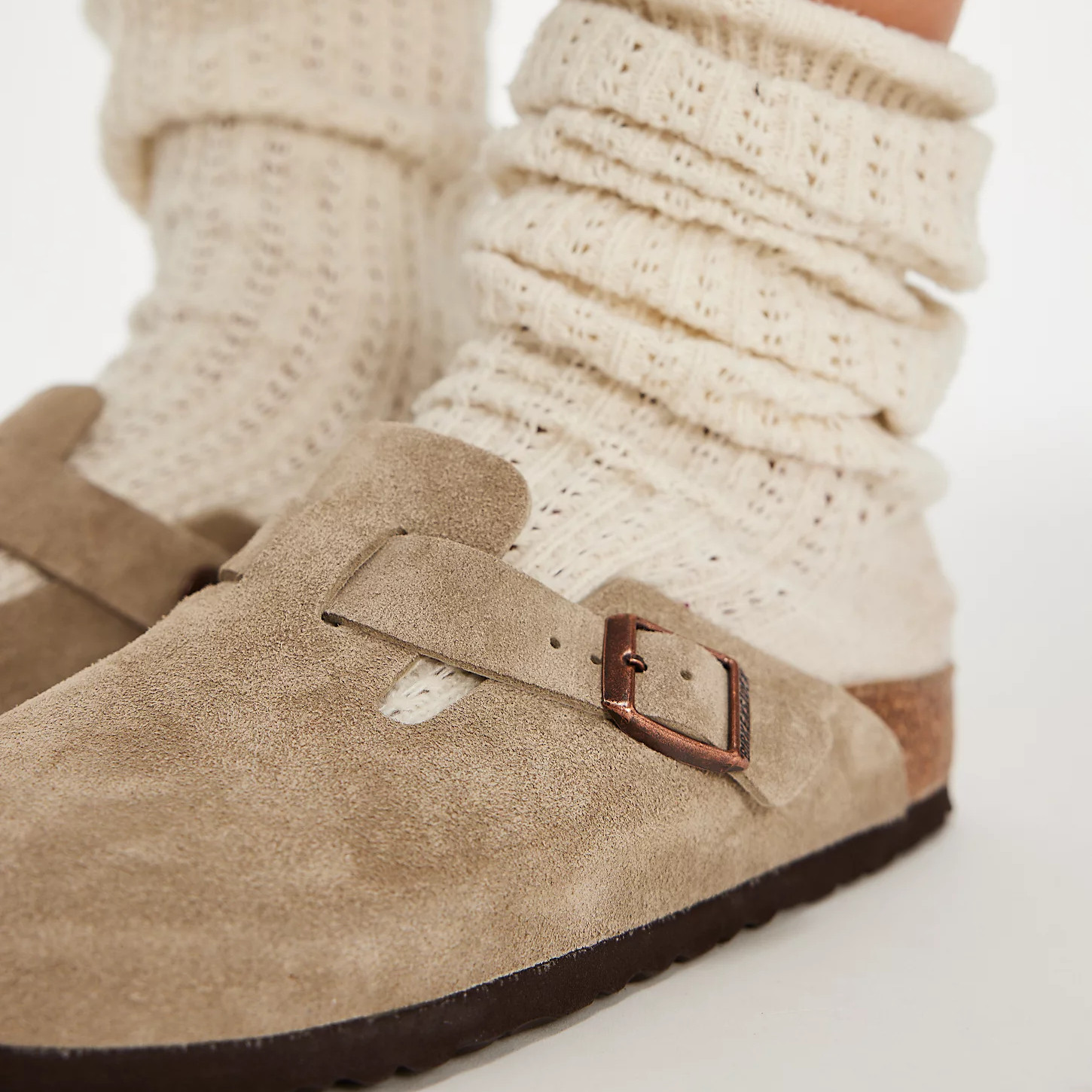 Men’s Birkenstock Boston Soft Footbed Wide Suede Clog – Taupe