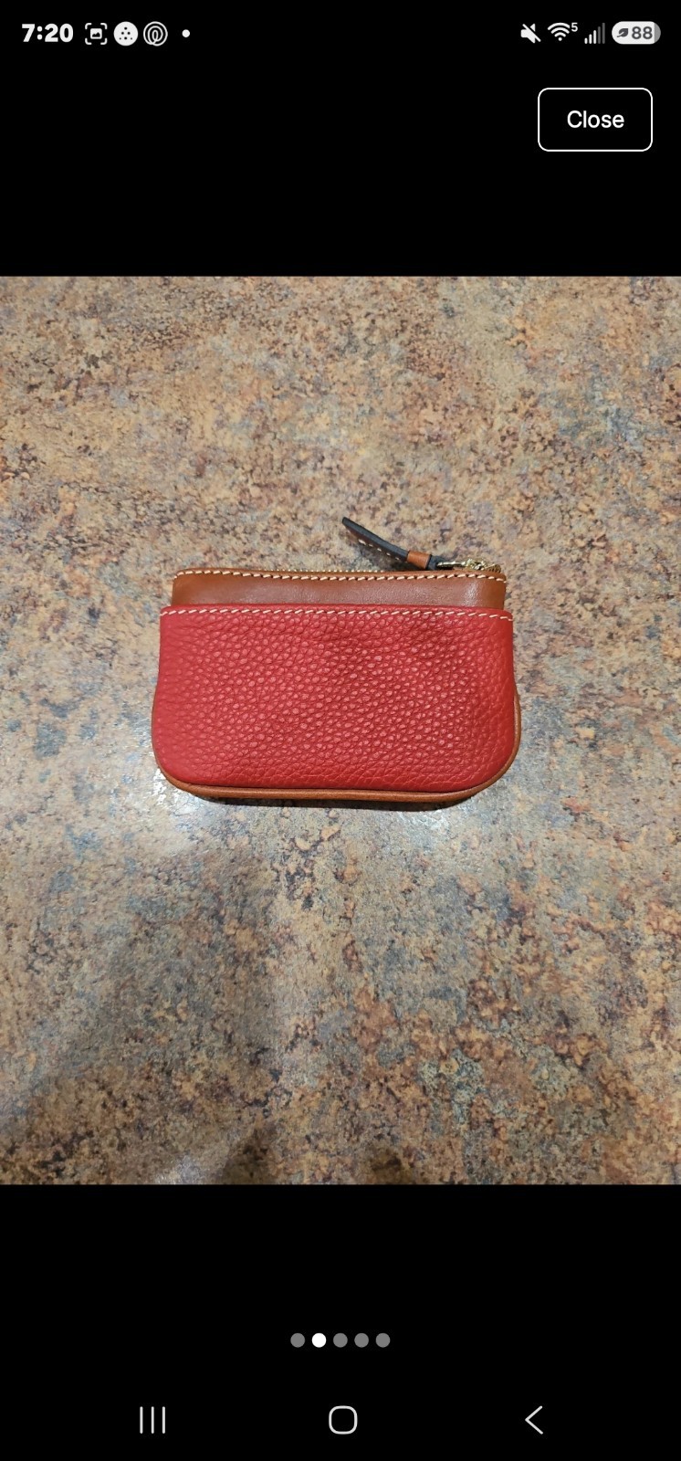 Dooney & Bourke Women’s Solid Red Zip Coin Wallet Case w/ Logo Accent
