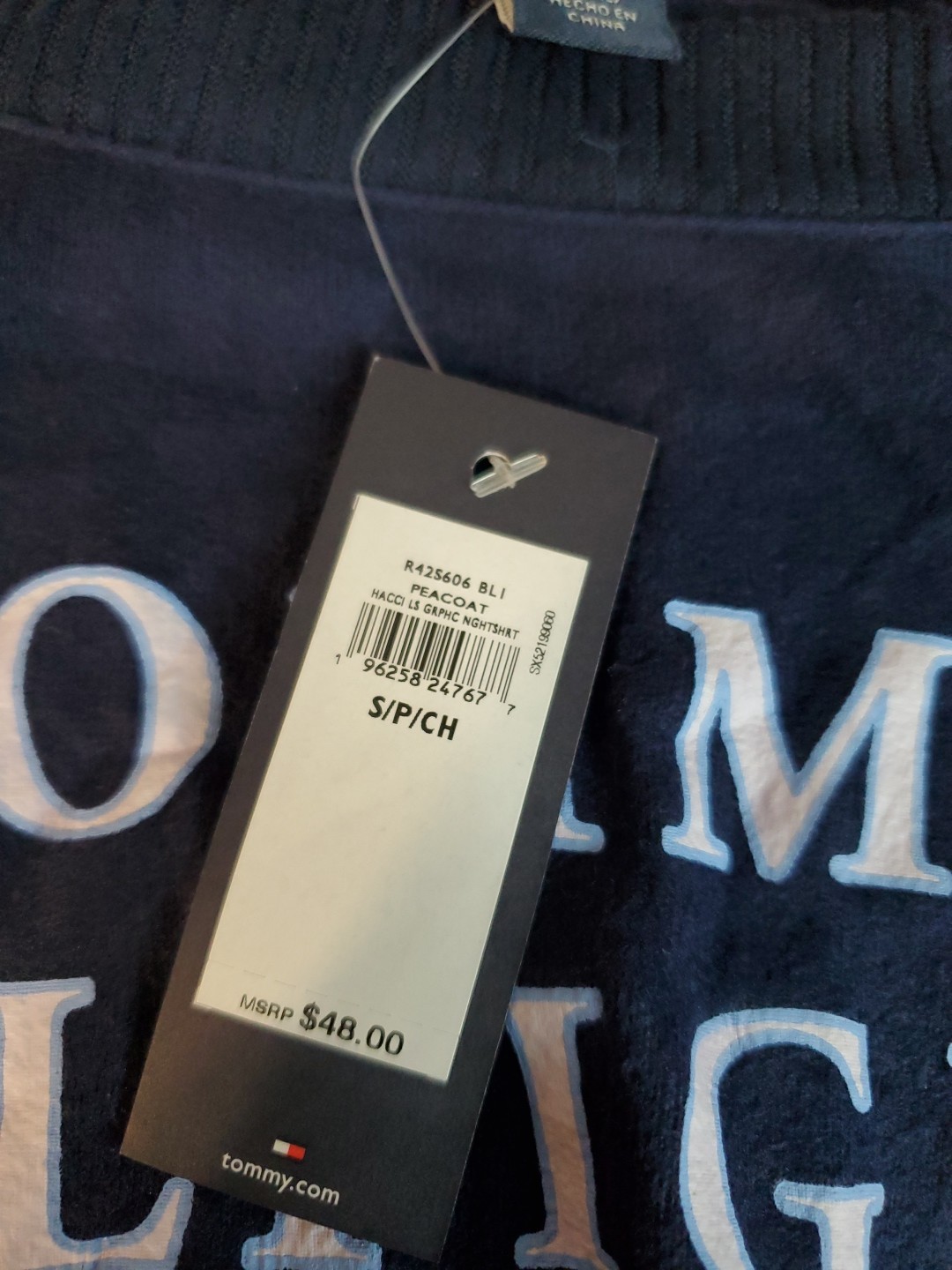 Tommy Hilfiger Long Sleeve Blue Women’s Nightshirt Size Small New with Tags