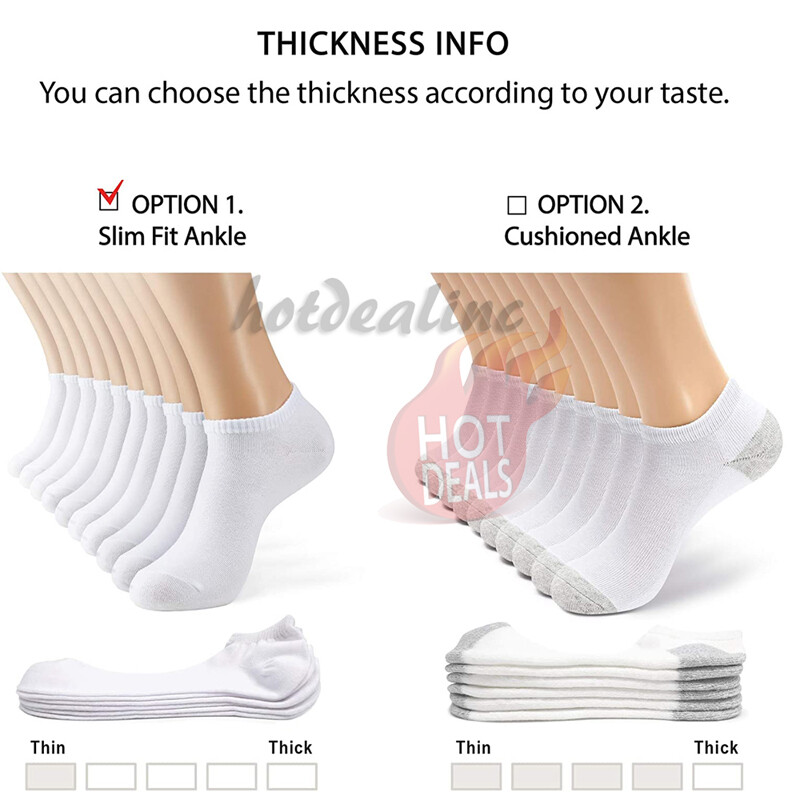 Lot 12 Pairs Men’s Ankle/Quarter Athletic Socks Cotton Black/White/Gray