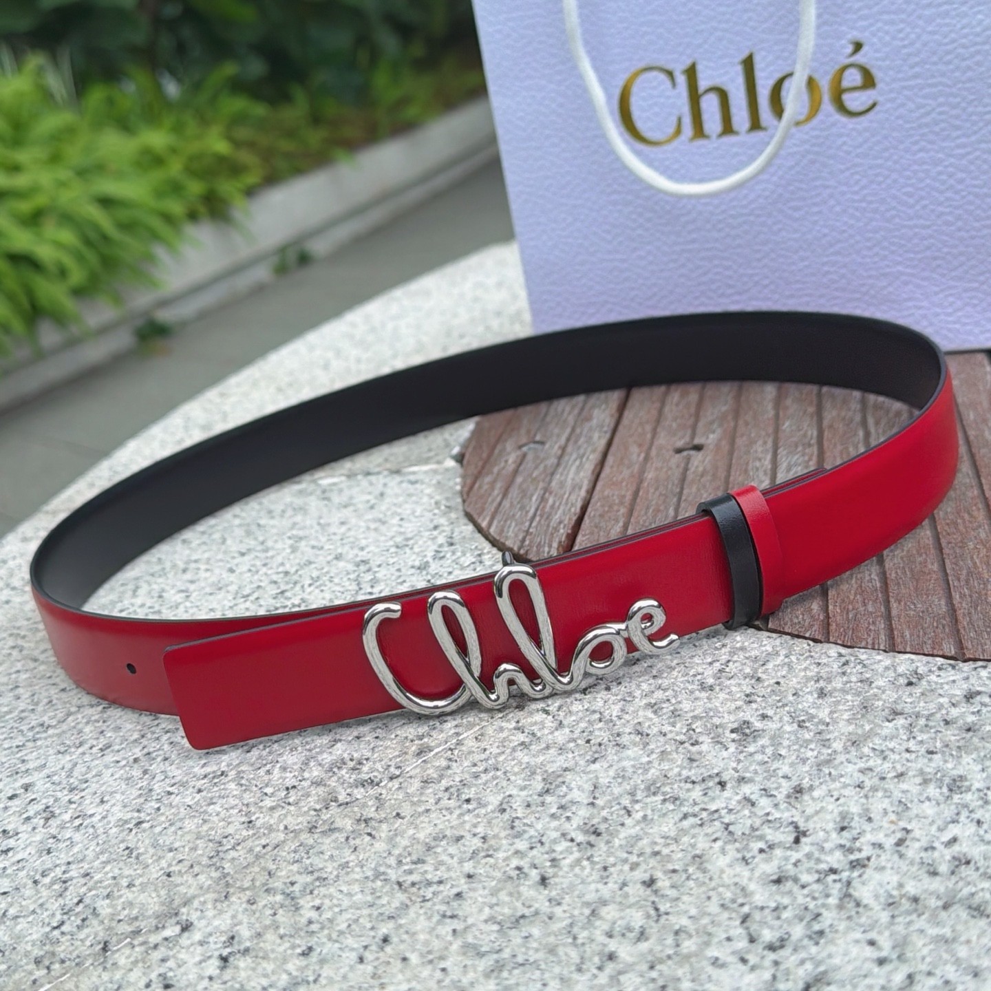 Chloe Red leather belt