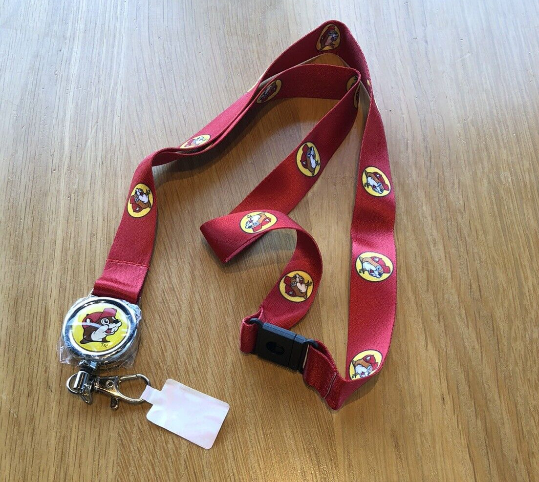 Buc-ee’s Red Retractable Lanyard With Beaver Logo – 18 inches long