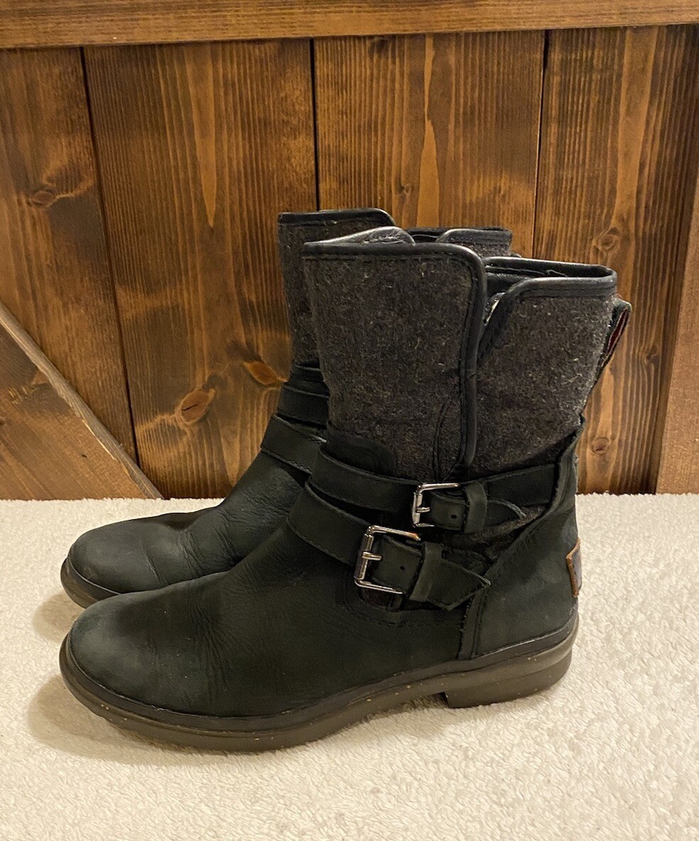 UGG Australia, Black Leather Water & Snow Proof Women’s Size US 6
