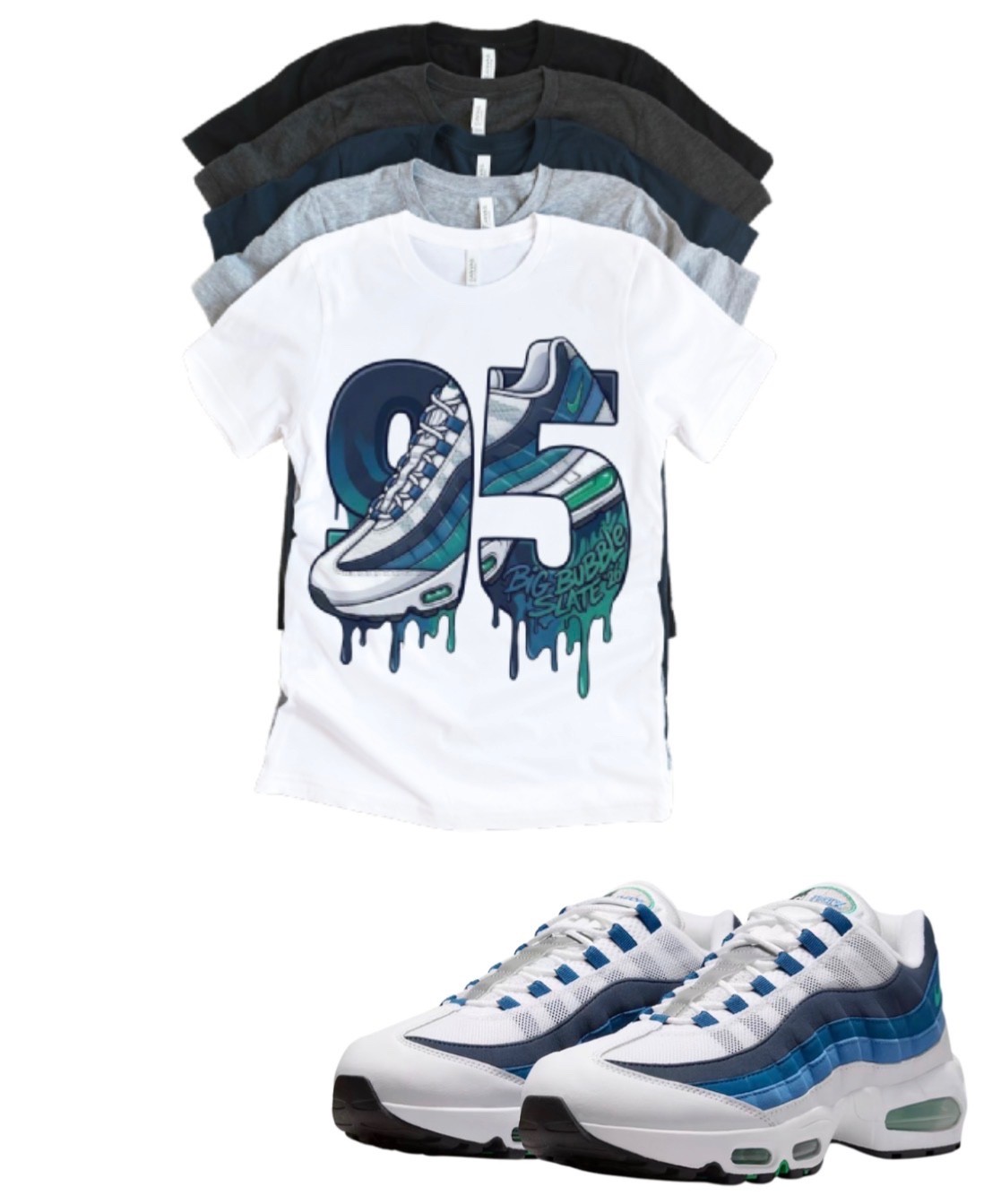 AM BB Max 95 Air Drip Slate Sneaker Matching T-Shirt Sneakerhead Streetwear