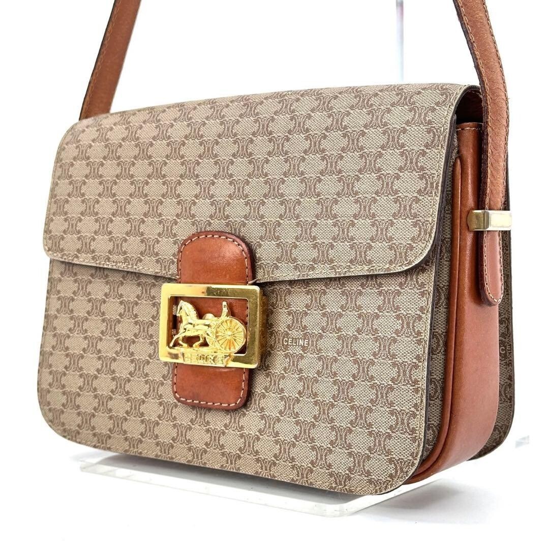 CELINE Shoulder Bag Macadam Horse carriage hardware Authentic From Japan