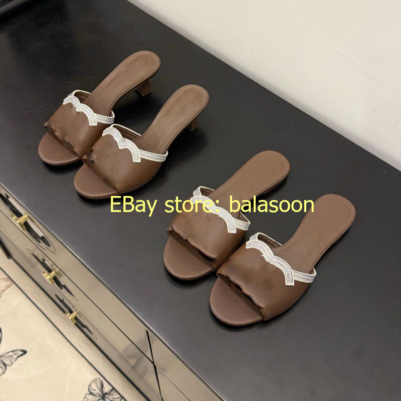 2026 summer genuine leather rhinestone flat slippers stiletto slippers 35-41