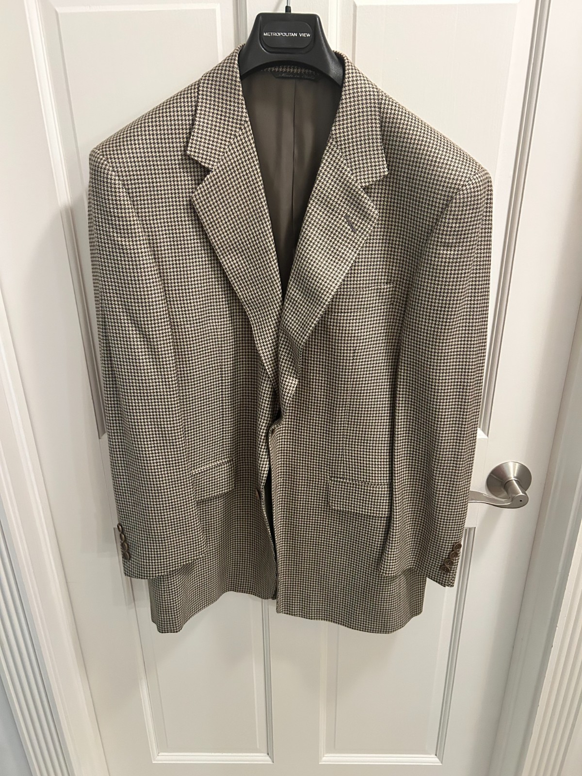Men’s Canali 2 Button Sports Coat Size 40R in Green/Beige Hounds Tooth