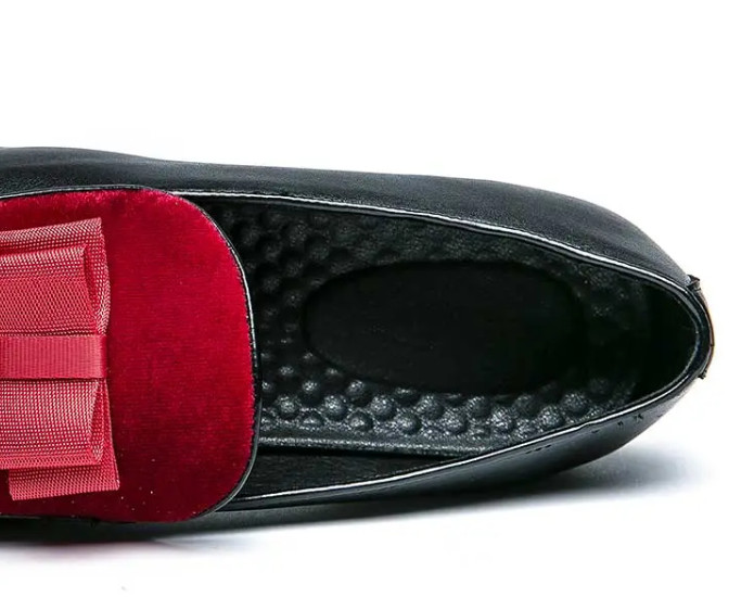 Men’s Velvet Splicing Color Block Bowknot Loafers Dress Shoes Wedding Oversize