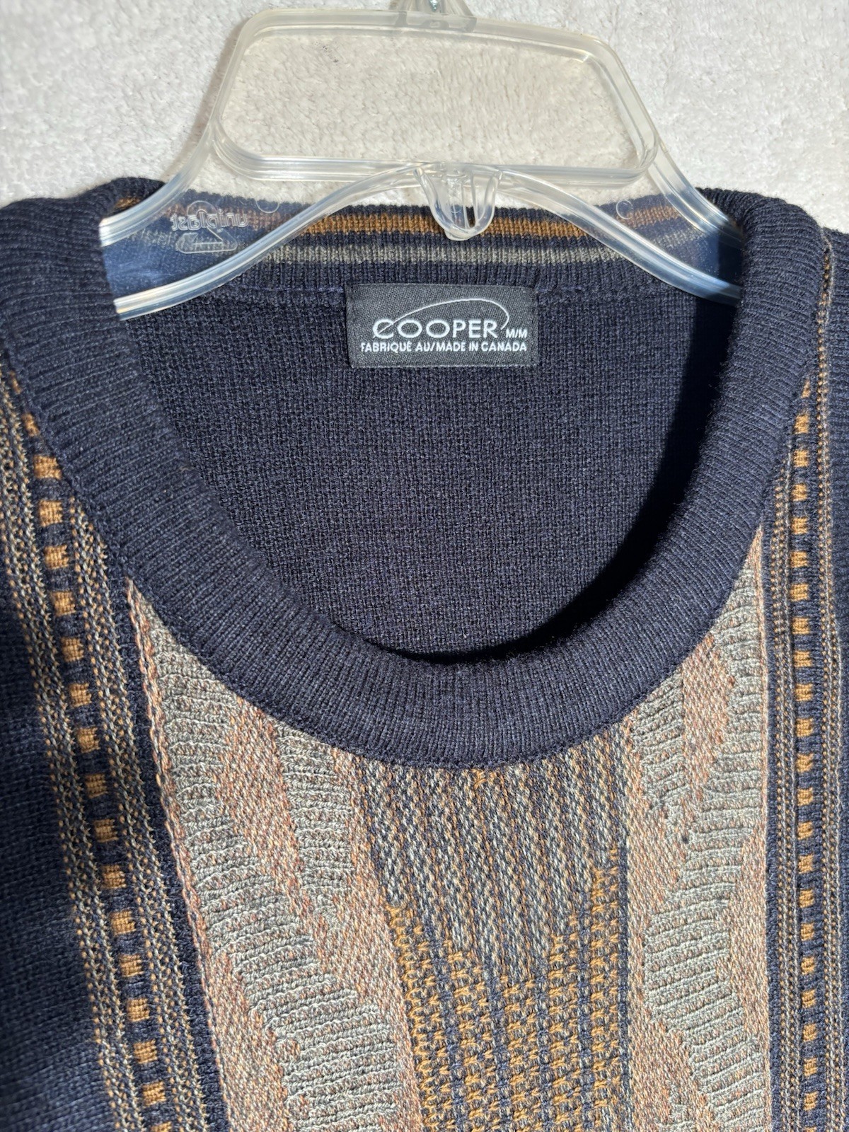 Vintage Cooper Pullover Crewneck Sweater Sz Med Blue Canada 30% Wool 45”chest