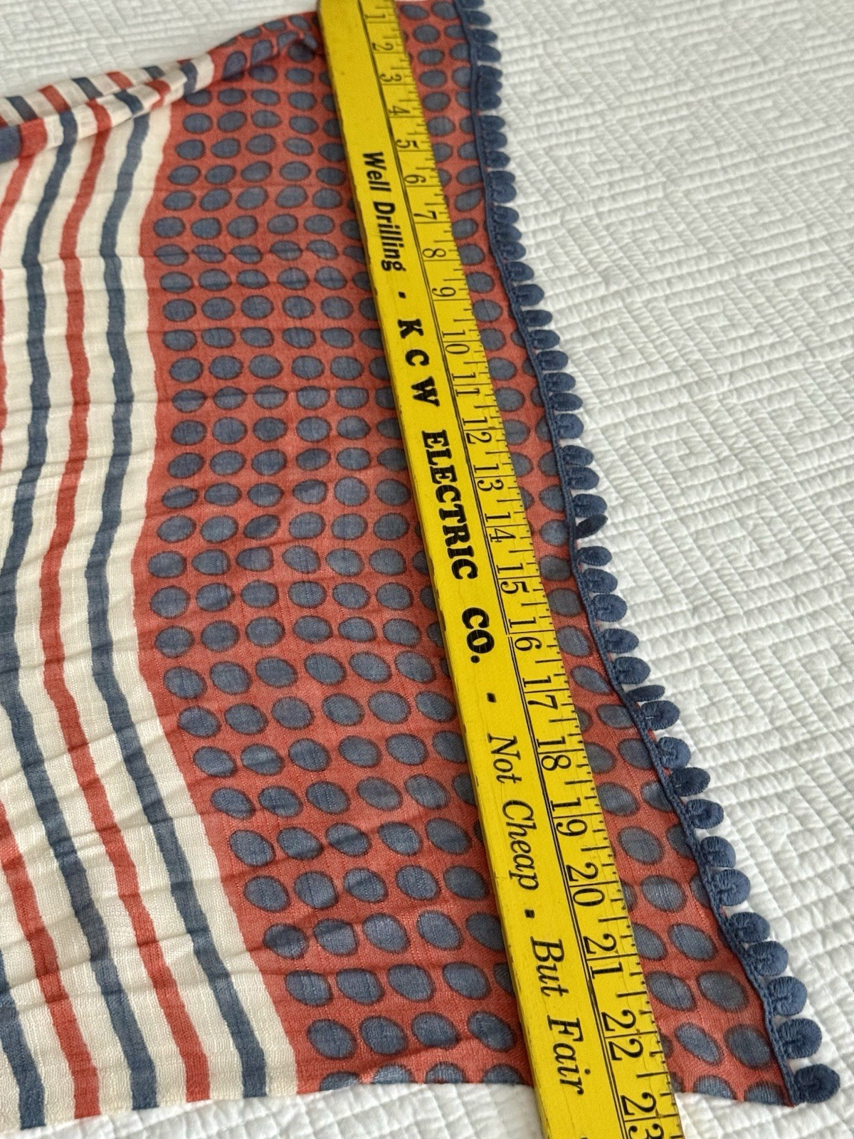 SPARTINA 449 Long Scarf (22”x75”) 100% Viscose Beige Orange Blue Trimmed NWT