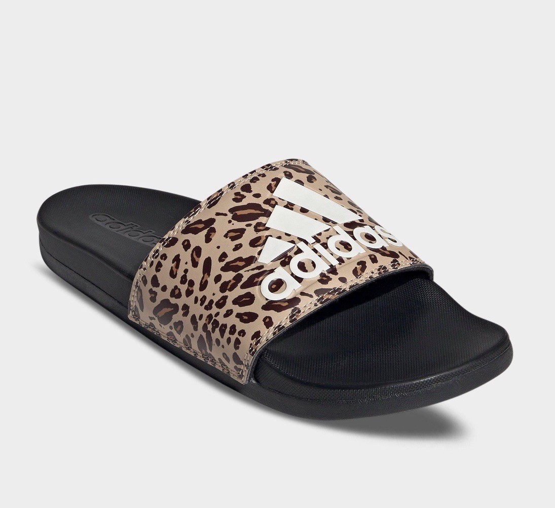 New Womens ADIDAS ADILETTE COMFORT SLIDE ID8502 BLACK LEOPARD US W 6-10