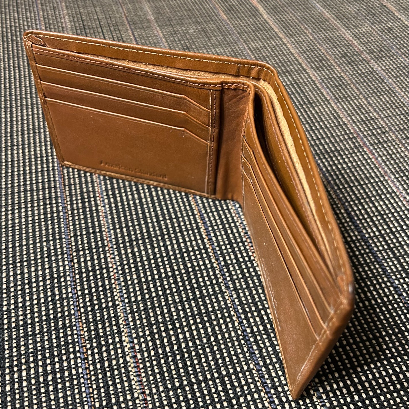 Genuine Brown Leather American Standard Credit Card Holder Case BiFold Wallet