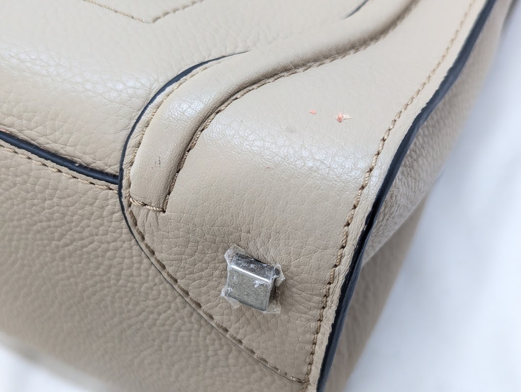 CELINE Luggage Mini Shopper Leather Tote Hand Bag Beige Authentic