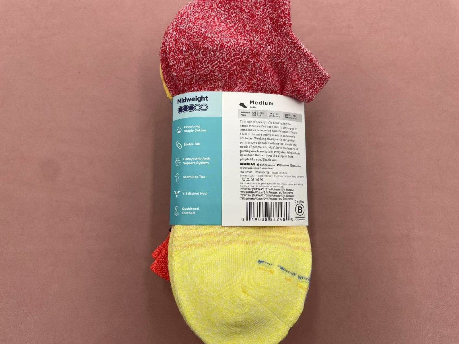 Bombas Women’s 5 pairs Solid Honeycomb Ankle socks – Size Medium 8-10.5 5 Colors