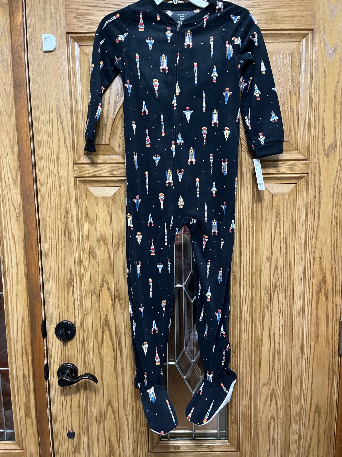 Carter’s Kid Boys 1-Pc Rocket Fleece Footie Pajamas Black Many size NEW