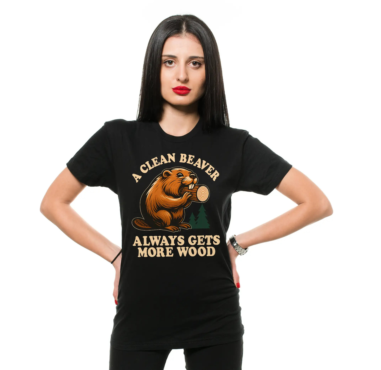 Funny Cleaner Beaver gets more wood double meaning inappropriate T-shirt