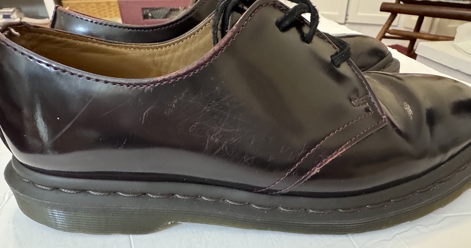 Dr Doc Martens Archie II Brown Polish Leather Oxford Shoes Mens US 7 UK 6 EU 39