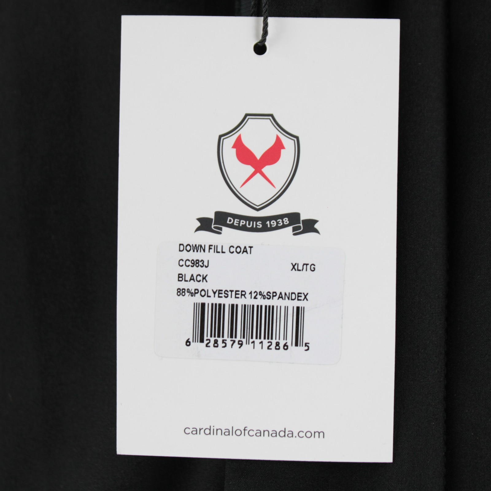 Cardinal of Canada NWT Polyester Blend Down Coat Size XL US In Solid Black