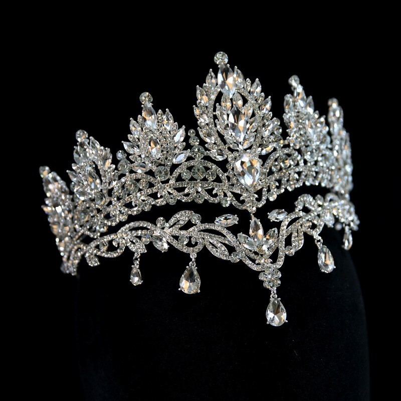 11cm Tall Luxury Crystal Wedding Queen Princess Tiara Crown For Women