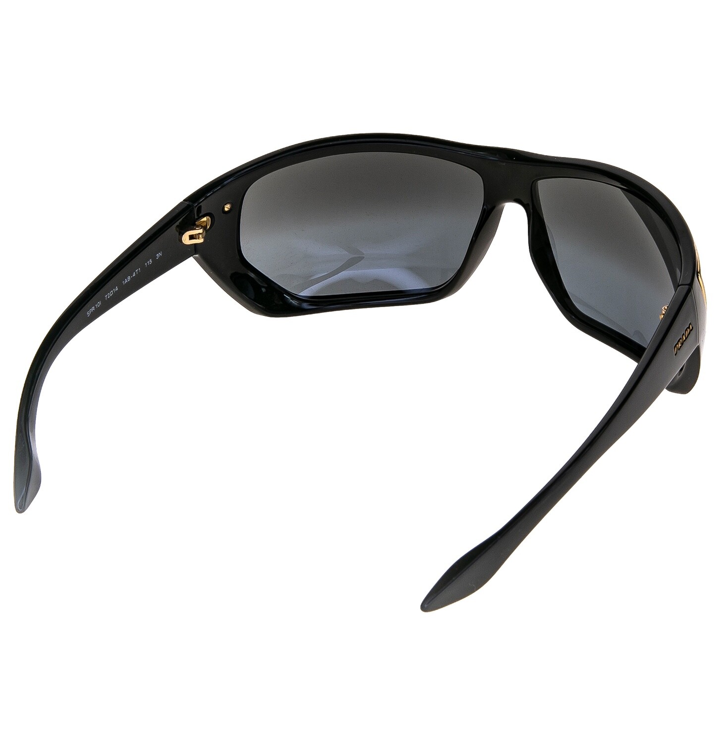 PRADA 10I Wrap Mask Black Brushed Gold Silver Mirror Sunglasses Unisex PR10I NEW