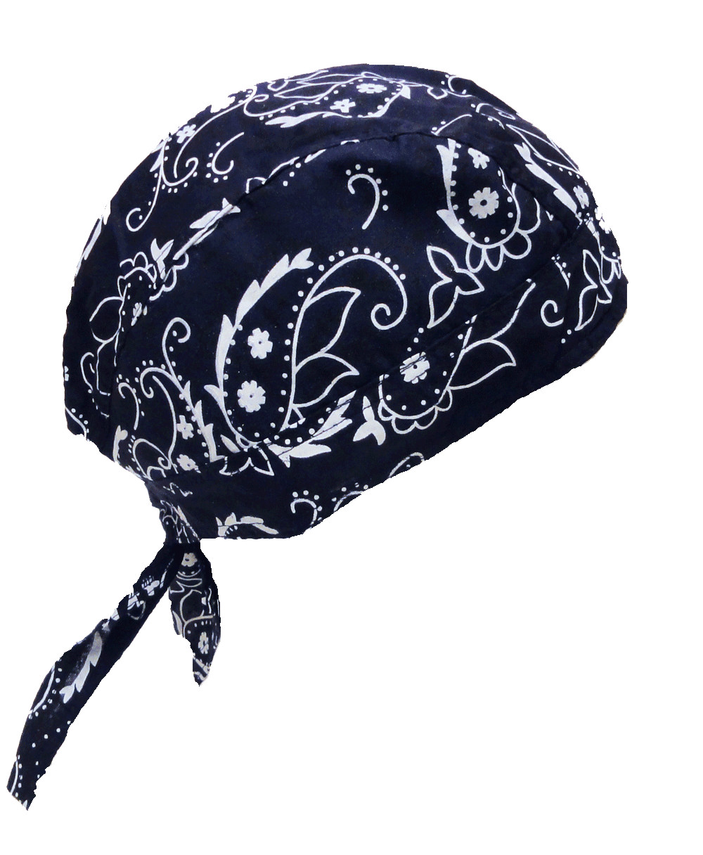 6pc Do Rag Skull Set Cap Black Cotton Du Head Wrap Motorcycle Biker Bandana