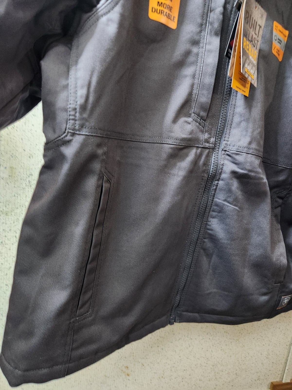 Ariat Rebar Insulated Jacket DuraCanvas Women’s 1X Grey Wind Abrasion Resistant