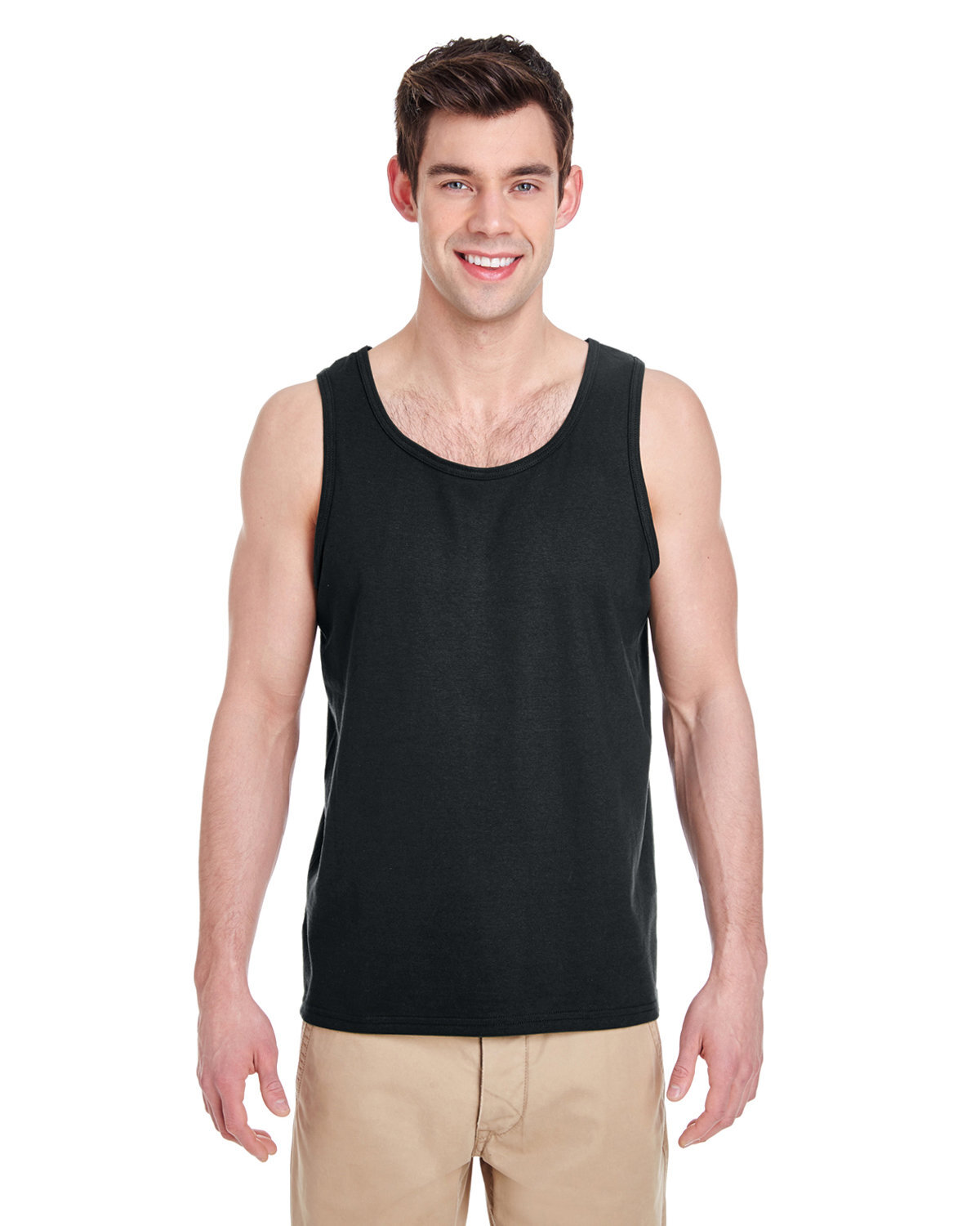 3 Pack Of Gildan G520 Adult USA Heavy Cotton Banded Neck And Armholes Tank Top