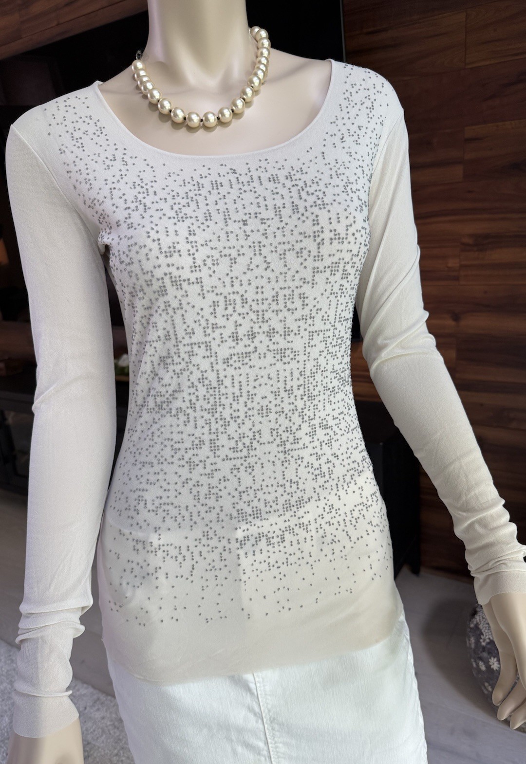 D. Exterior Italy embellished Top Blouse Beige Shirt Sz M