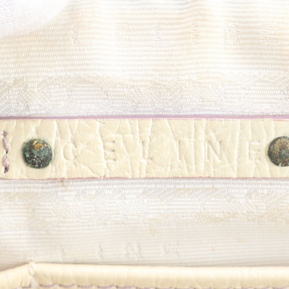 CELINE Boogie Bag Handbag Leather Canvas Purple White Vintage Auth From Japan