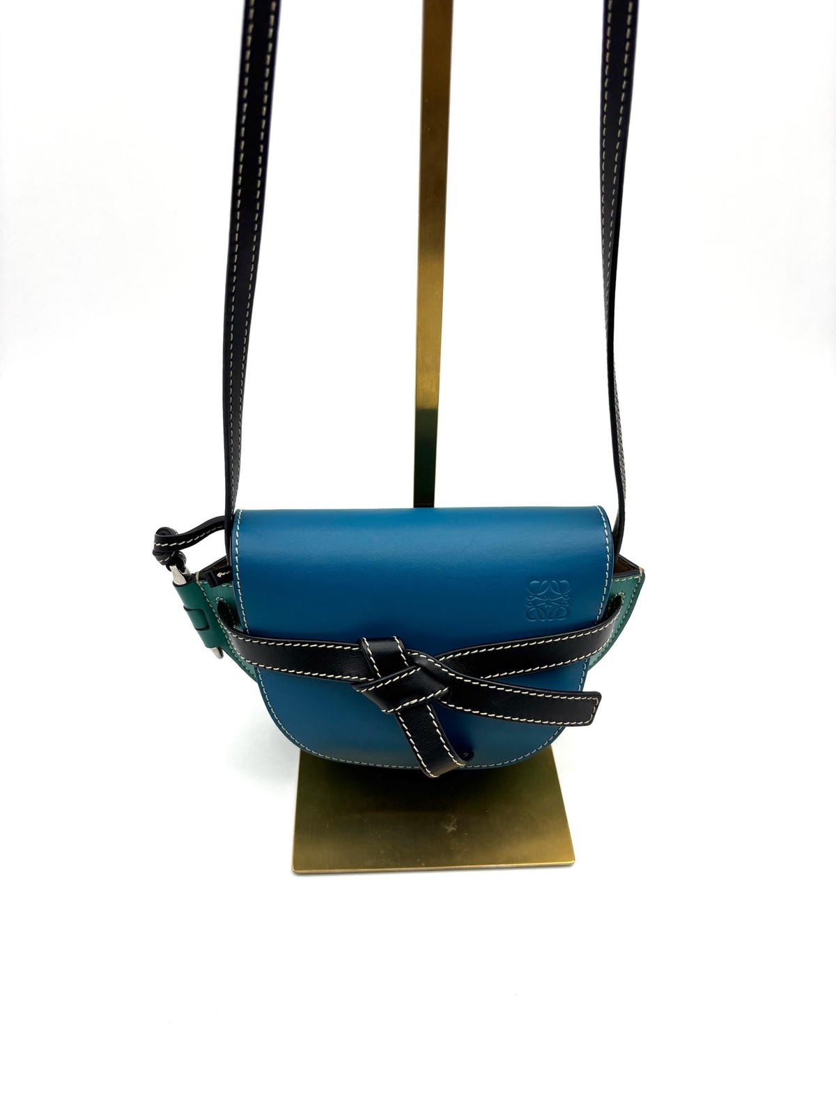 Loewe Pre-Owned Authentic Gate Saddle Bag Blue 13*8*11cm