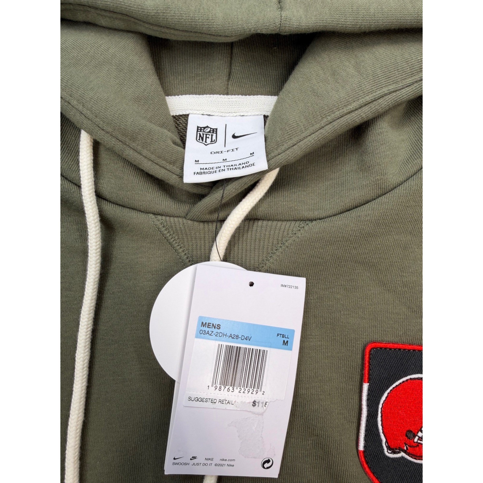 Nike Cleveland Browns Salute To Service Olive Dri-FIT Hoodie Medium NWT $115 ORG