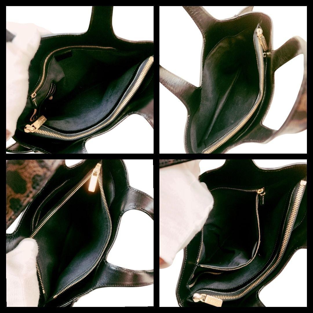 CELINE Macadam Triomphe Leather PVC Handbag Black Brown Vintage Authentic