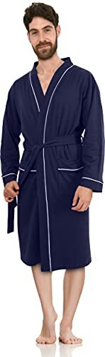 Bathrobe For Mens Knit Robe Lightweight Summer Cotton Blend Bathrobe NY Threads