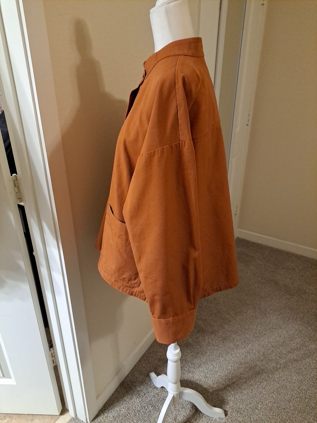 Eileen Fisher Terracotta Mandarin Collar Orga. Cotton M EUC Returns Accepted