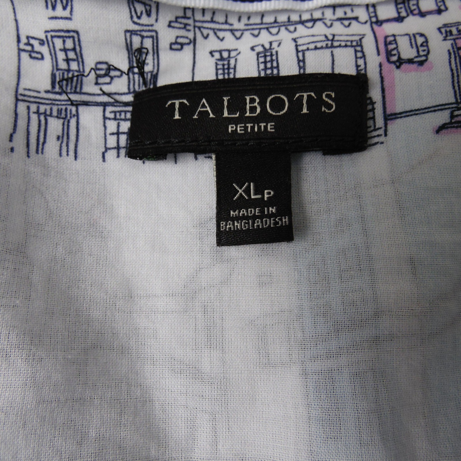 Talbots Roman Holiday Novelty 100% Cotton Popover Shirt Womens XLP Extra Large