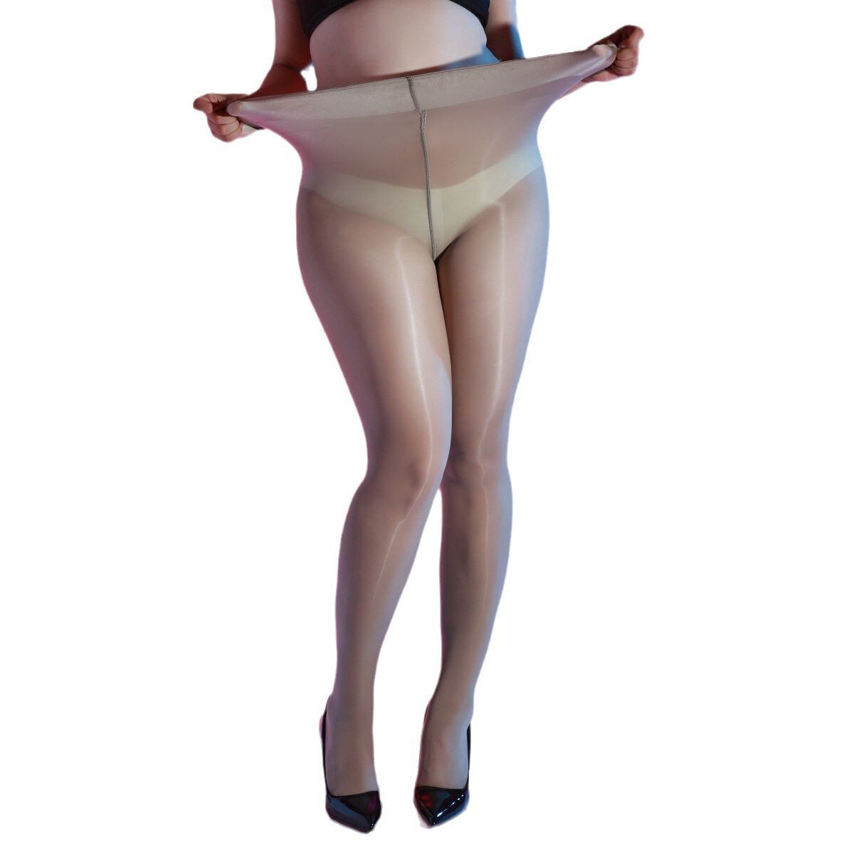 Plus Size Oil Glossy Tights Sheer Shiny Pantyhose Fit Up To 220lbs