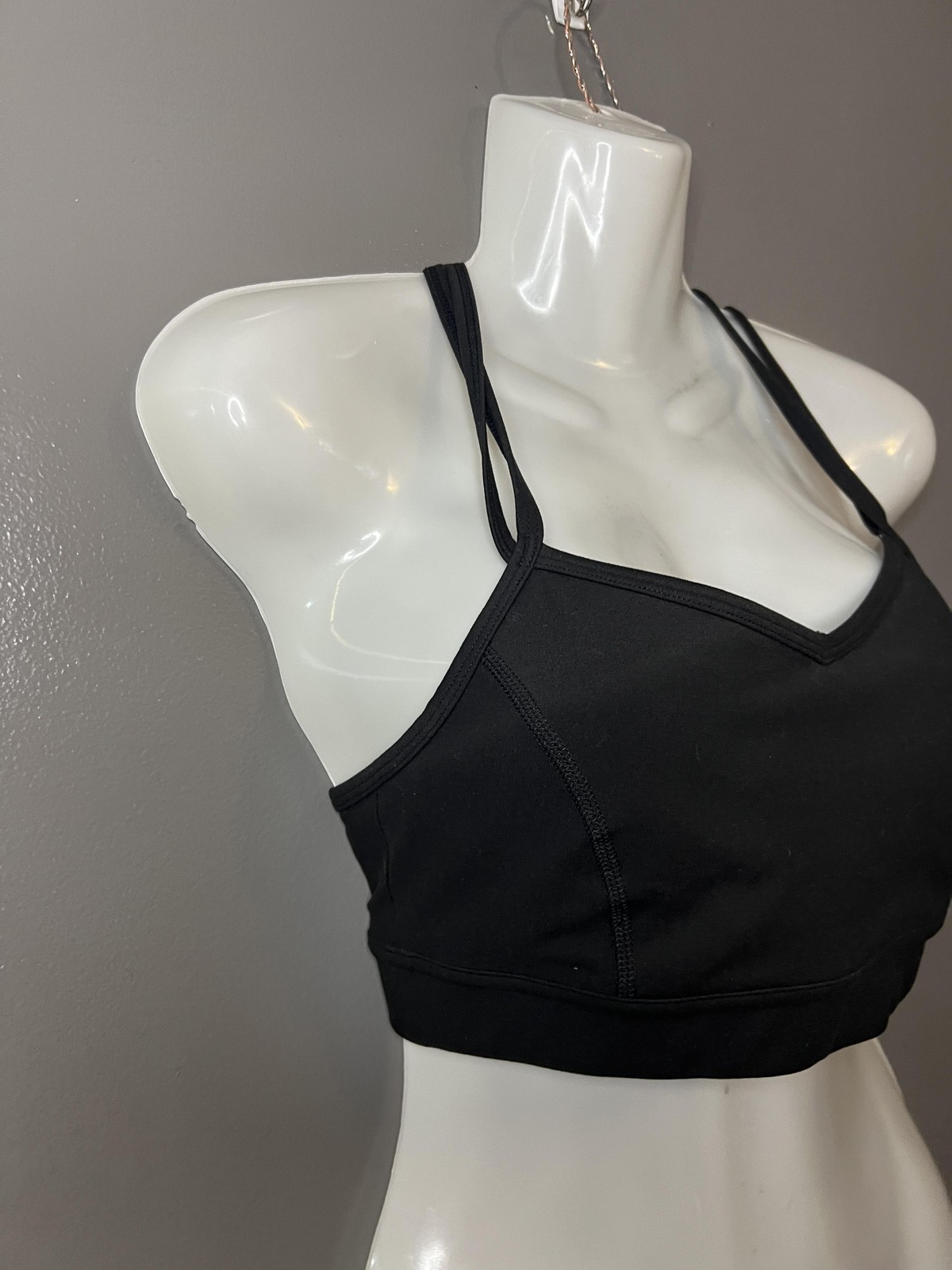 Xersion Sports Bra Womens Small Black Strappy Crossback Padded Stretch Lined