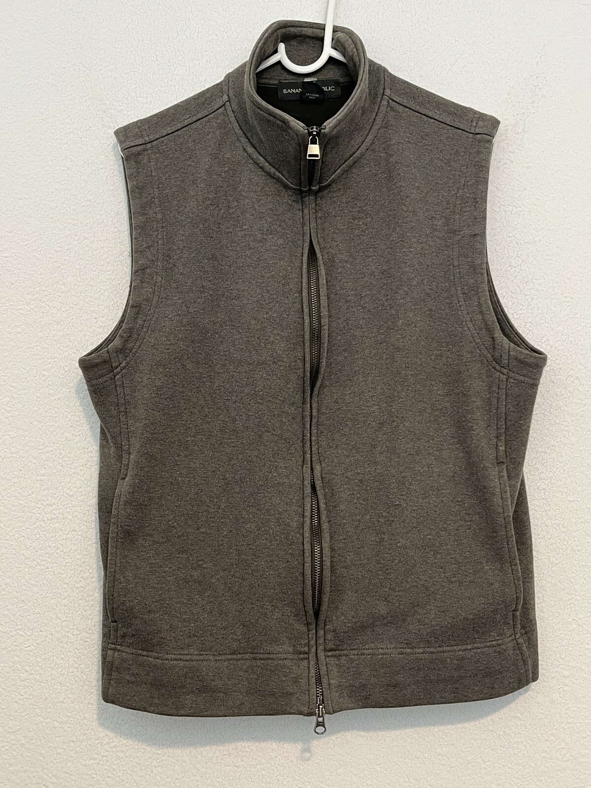 Vintage Banana Republic Made In Korea Gray Double Zipper Gray Vest Men Large